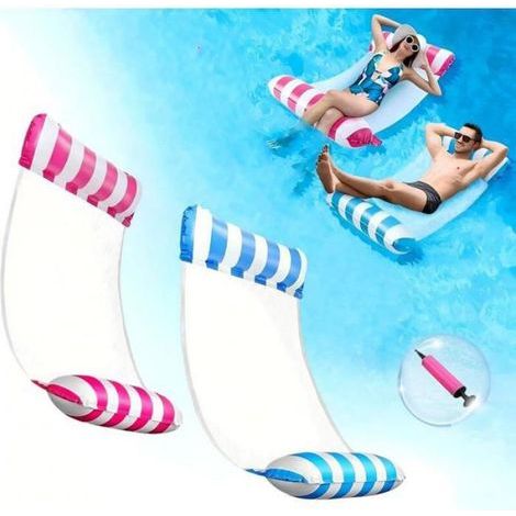 2-teiliges Pool-Schwimmset für Erwachsene. 4-in-1 aufblasbare Hängematten-Set. Aufblasbare Pool-Hängematte. Wasserhängematte mit Netz und Luftpumpe. (1/5)