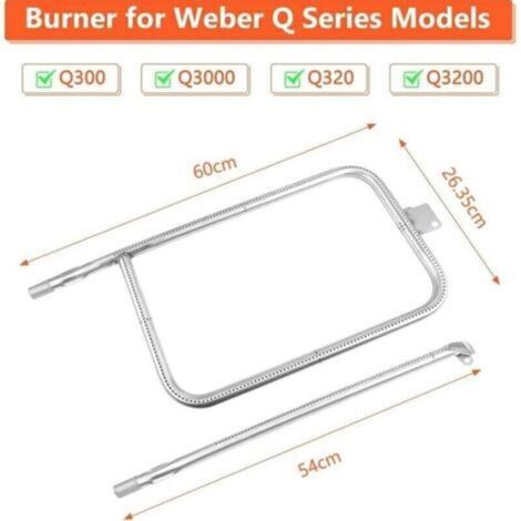 61.6 x 26.4CM Tube Brûleur 65032 pour Weber Q300 Series Q320, Q3000, Q3200, Acier Inoxydable Rampe Gazgrill Accessoire (1/3)