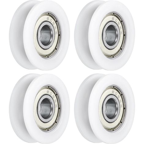Lot de 4 U608ZZ Poulie en Nylon avec Roulement à Billes à Gorge en U 8x30x10 mm U Roue à Rouleaux Rainurée (GCr15) Roulements en Acier Chromé, ABEC3 (1/4)