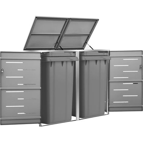 Cache 2 Poubelles Moderne Gris Anthracite 115 cm de hauteur. Idéal container sur roulette (1/5)