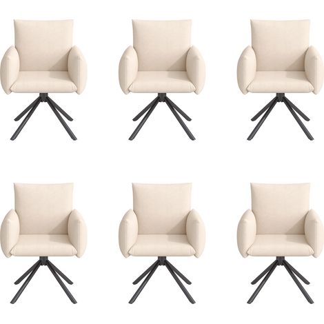 Lot de 6 chaises de salle à manger pivotantes 360° en velours beige MODENUIT (1/5)