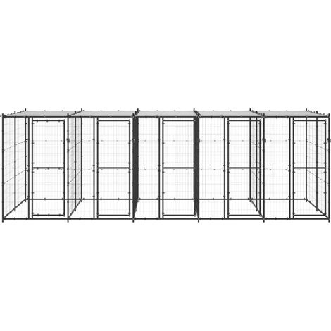 Maison Exclusive - Gabbia per Cani da Esterno in Acciaio con Tetto 12,1 m²