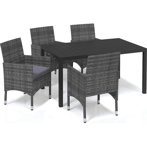 Maison Exclusive - Set da Pranzo per Giardino 5 pz con Cuscini Polyrattan Grigio (1/5)