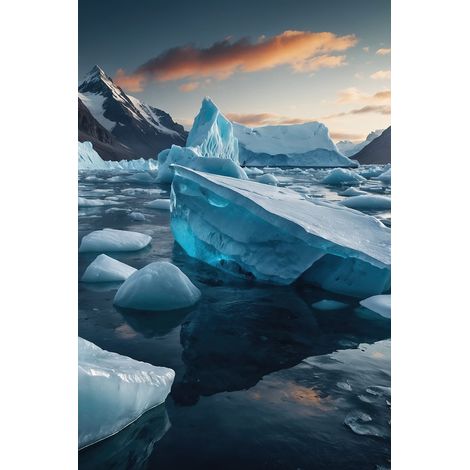 Tableau sur toile iceberg arctique 30x45 cm - Impression sur Toile Murale Décorative - Image imprimée en HD sur Toile - Toile sur Châssis en Bois FSC - Fabriqué en France (1/4)