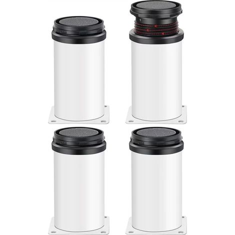 4 Pièces Pieds de Meubles Réglables, 120 mm Pied Cuisine Réglables, Ronds Métal Acier Inoxydable Canapé Jambe Table Pieds, Pieds d'armoire avec des Vis, Blanche (1/5)