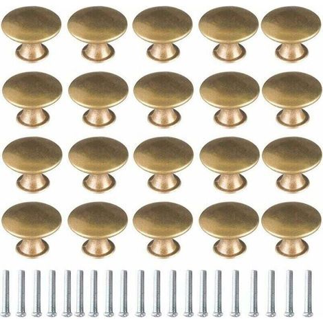 Bouton de Porte Laiton 20 Pièces Vintage Laiton Poignées Boutons de Meuble Boutons Porte de Tiroir Poignée de Meuble Bouton de Meuble Vintage pour Tiroir Armoire Meuble Cuisine de Placard (1/4)