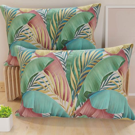 Lot de 2 Taies d'Oreillers 50x70 cm 100% Microfibre Hypoallergénique, Housse Oreiller Rectangulaire Tropical Coloré, Paquet de 2