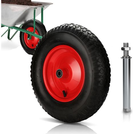 SWANEW Ruota pneumatica per carriola con asse Ruota di ricambio Ø 390mm Carrello da giardino carrello 120 kg Ruota di scorta (1/5)