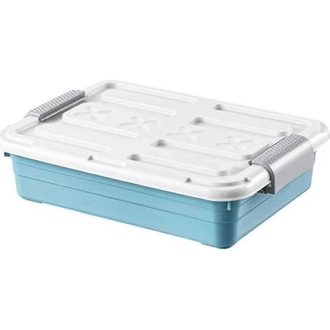 Coffre de rangement sous lit avec roulettes étanches, grande capacité, solution gain de place pour l'organisation de la maison, bleu (1/4)