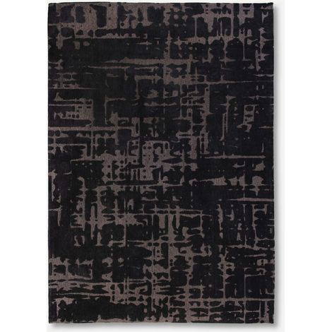 DISEÑO BAOBAB - ALFOMBRA ESTRUCTURA EFECTO TERCIOPELO - Hecha en Bélgica - Acabado a Mano - Antideslizante Natural - 100% Poliéster - Negro Agua - Redonda 240 CM (1/5)