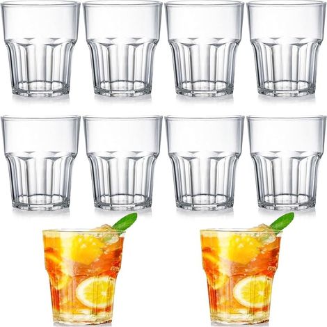 10 Pièces Verres En Acrylique Réutilisables, 250ml Verres à Boire en Plastique Incassables Gobelets Empilables Sans BPA Transparent pour Fête Cocktail Pique-Nique Fête Jus Whisky Vin