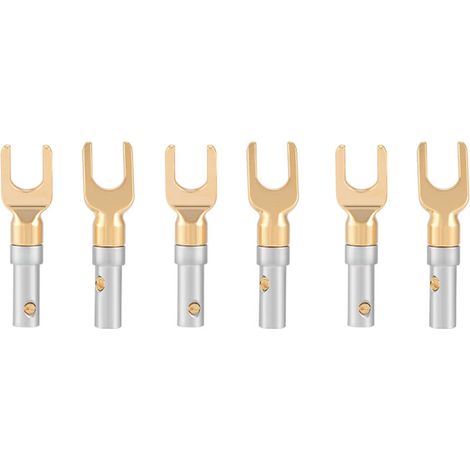 Stück vergoldete 4-mm-U-Gabel-Y-Schaufel-Bananenstecker für lötfreie Schraublautsprecherkabel (1/5)