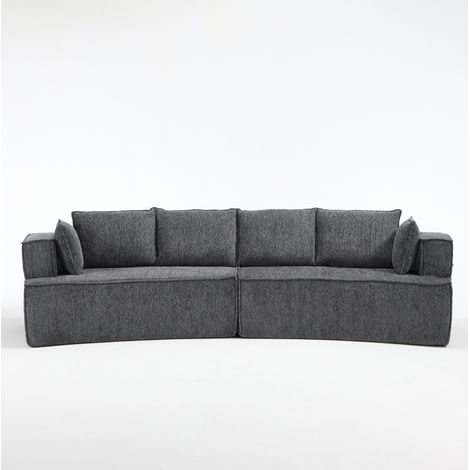 Modulares Sofa 302 x 115 x 65 cm aus dunkelgrauem Stoff, tiefer Sitz – MEUBLIV (1/5)