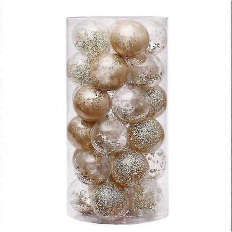 Lot de 24 boules de Noël dorées transparentes incassables de 60 mm - Décorations de Noël (1/5)