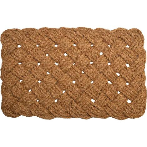 Felpudo de cuerda de coco marrón 90x55x3