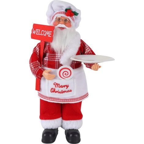 Figuras de Papá Noel Adorno navideño Papá Noel de pie Figuras de Papá Noel de plástico realistas Figura de Papá Noel Decoración de Papá Noel Figura de Papá Noel Chef de pie Regalo de decoración (1/5)