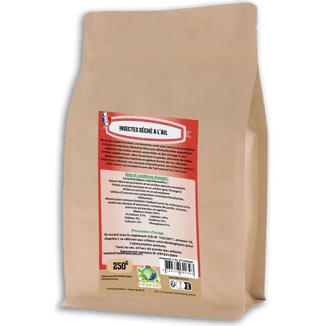 Insectes Séchés À Picorer Pour Volailles Larves De Mouche Soldat À L'ail Doypack 250g - Prefor (1/2)