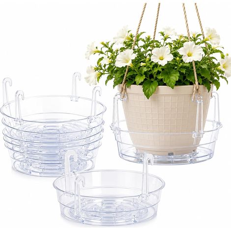 Assiette d'arrosage pour panier suspendu, bac de récupération d'eau transparent (1/5)
