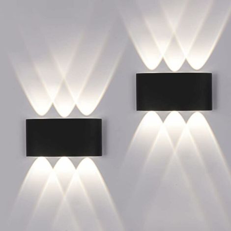Pieces Outdoor/Indoor LED Wall Light 12W 1200LM IP65 Waterproof Up and Down Modern Aluminum Wall Lamps with Up and Down Glow (6500K Cool White Light) MUMU (1/4)