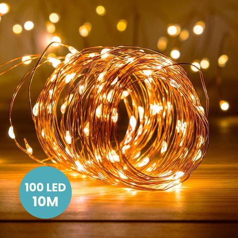 Guirlande Led Cuivre 10M - Guirlande Lumineuse Led 100 Leds - Guirlande Leds pour deco chambre, déco de Noël, ambiance poétique et romantique (SKU produit : 95197297 SKU Offre : lehuamwj173) (1/4)