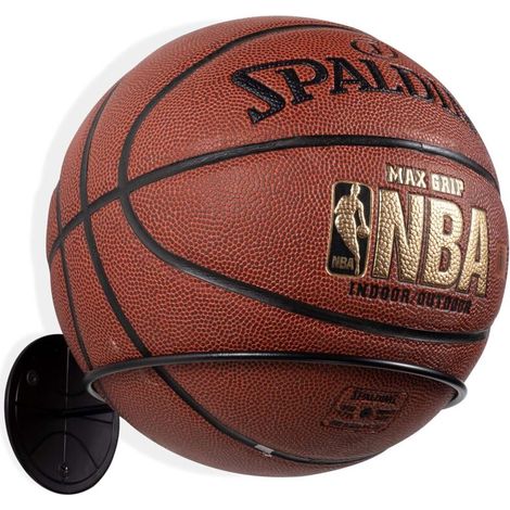Support mural pour ballons de sport en acier noir – Installation rapide – Dimensions 18cm de large – Pour garage ou chambre d'enfant –