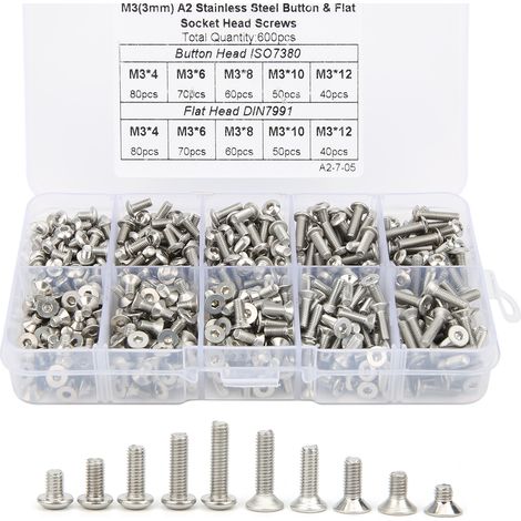 600 Vis à Tête Hexagonale Plate Inox 304, Quincaillerie en Lot (1/5)
