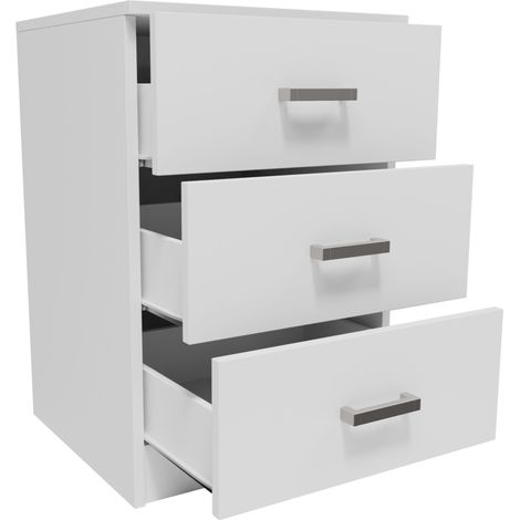 Weiße Kommode CR3-loft-3S, klein, praktisches Regal für Kleidung und Spielzeug