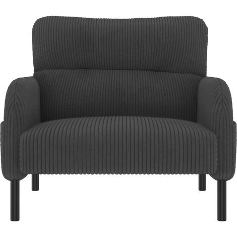 Fauteuil en velours côtelé avec accoudoirs et poche latérale, structure métallique robuste, 67x75x79 cm, pour salon et bureau (1/5)