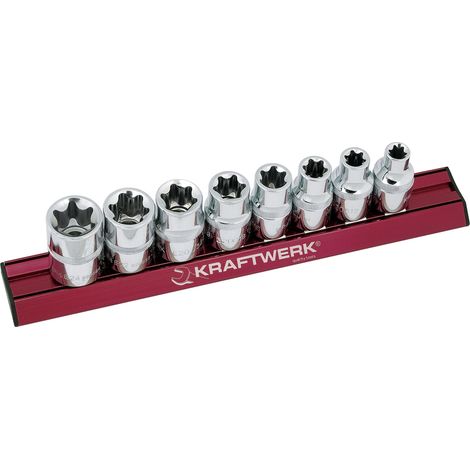 Kraftwerk – Jeu de douilles MAGALU E-TX 1/2' 8 pièces – Douilles chrome-vanadium E10 à E24 – Rail magnétique pour rangement pratique (1/3)