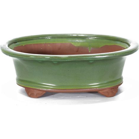 Vaso bonsai smaltato ovale cm. 25 Verde (1/2)