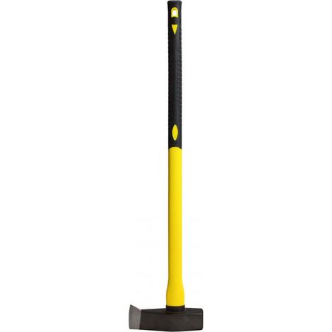 Dema – Hachette 3000 g – Manche en fibre de verre 88,5 cm – Tête en acier trempé pour fente précise – Poignée antidérapante PVC