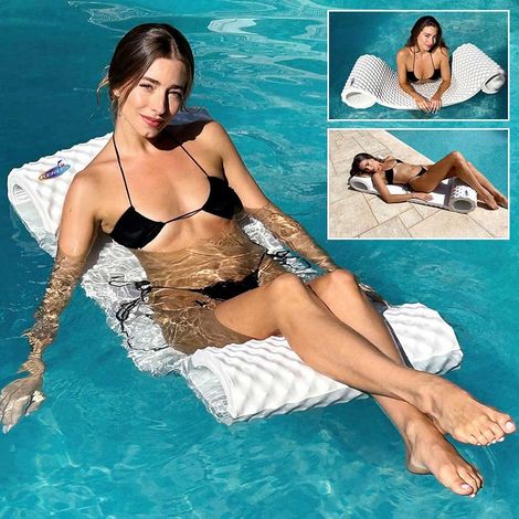 Hamac en mousse américain – Flottant sur l'eau – Oreillers intégrés pour confort – Matelas piscine blanc – Kerlis (1/4)