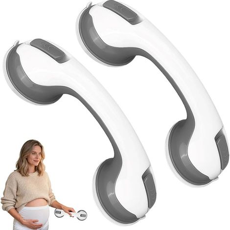 Poignée de sécurité adhésive pour salle de bain – 100 kg, gris, sans perçage, idéale seniors & enfants