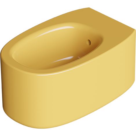 IDILLA Bidet suspendu. Jaune brillant. Bonde. Kit fix