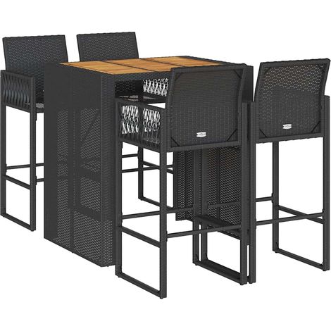 Maison Exclusive - 5-tlg. Gartenbar-Set ohne Kissen Schwarz Poly (1/5)