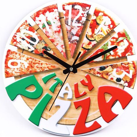 Pizza Horloge Murale Pizza Motif Horloge Chambre Horloge Murale en Bois Horloge Murale Décoratif Horloge Murale Bureau Horloge Murale Moderne Horloges Murales Horloge en Bois (1/3)