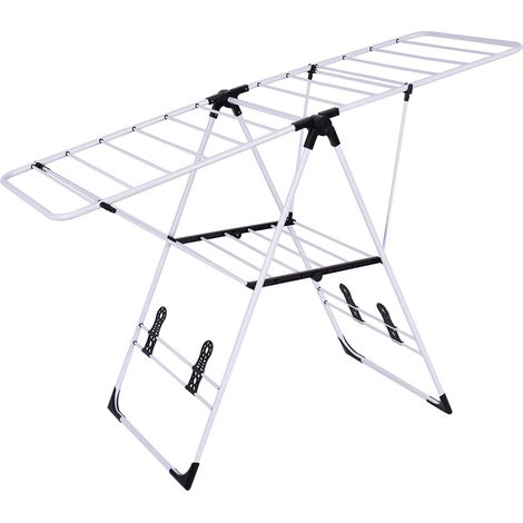 Tendedero plegable 137 x 56 x 124 cm 2 niveles regulables gran capacidad 12 kg acero negro 200021153