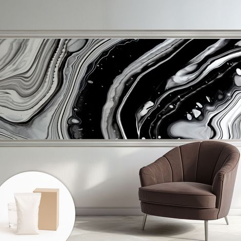 Papier peint intissé mural avec imprimé pour décoration pour salon pour chambre à coucher pour entrée Vagues monochromes 250x104 cm (1/5)