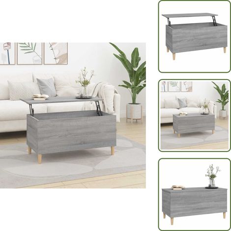 Couchtisch Grau Sonoma 90x44,5x45 cm Holzwerkstoff - Couchtisch - Grau - Wohnzimmerschreibtisch - Esszimmertisch - Holzwerkstoff (1/5)