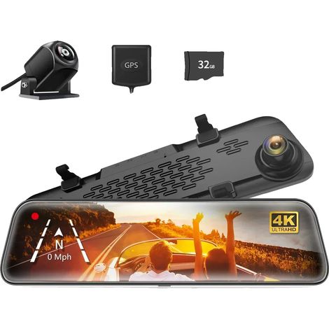 Dashcam, risoluzione 4K, sistema a doppia telecamera, 4K senza kit di cablaggio, 32G-a (1/2)
