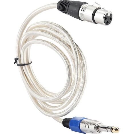 Câble interconnecté modifié audio voiture blindé 6.35mm 1.8m blanc argenté, ligne de signal haute qualité, son stéréo, résistant aux interférences, connecteur robuste pour système auto. (1/4)