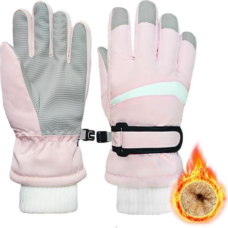 Gants de ski d'hiver pour enfants - Gants imperméables et chauds doublés en polaire pour garçons et filles, adaptés au ski, au snowboard et aux activités par temps froid (1/5)