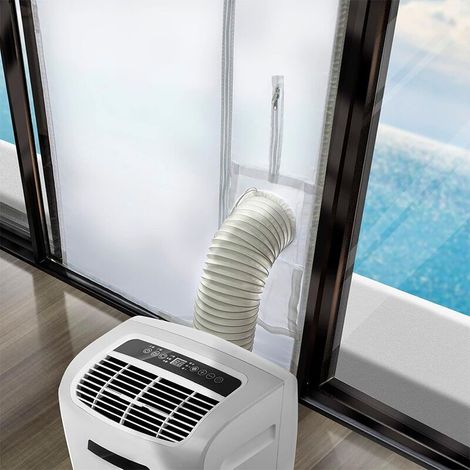 Kit d’étanchéité pour climatiseur mobile, kit de purge pour porte coulissante, joint d’étanchéité double tube avec fermeture éclair (25 × 162 cm) (1/5)