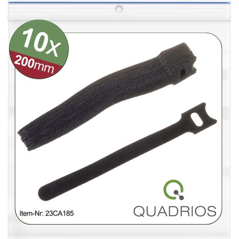 Quadrios 23CA185 Klettkabelbinder zum Bündeln Haft- und Flauschteil (L x B) 200 mm x 12 mm Schwarz (1/5)