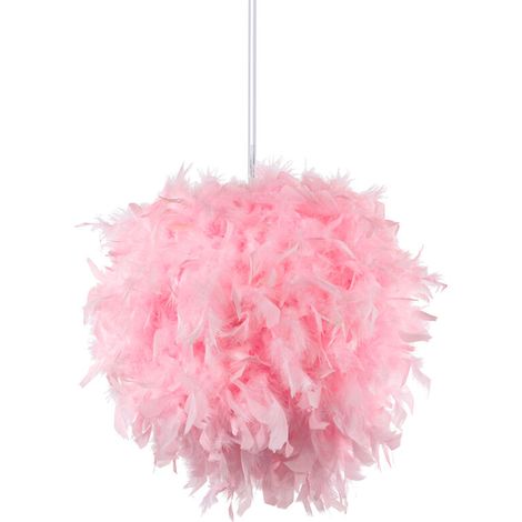 – Lustre suspension 35cm en plumes – Luminaire E27 pour chambre d'enfant et salon – Couleur rose – Installation facile (1/5)