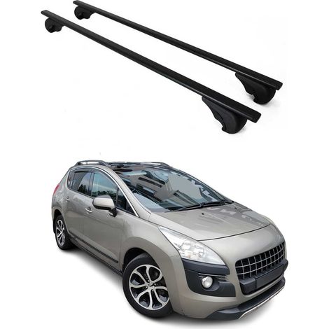 Barres de toit pour Peugeot 3008 I 2008-2016 – TÜV/DIN 75302:2019 – Antivol inclus – Charge max 75 kg – Acier noir – Omac (1/4)