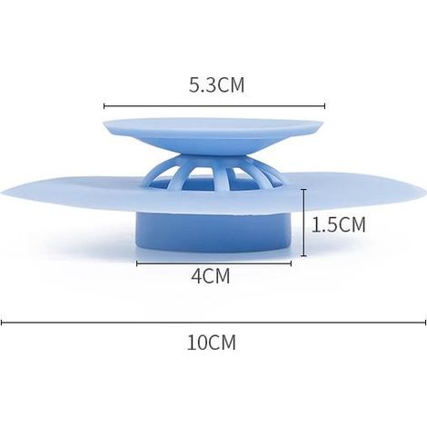 Filtre à pression anti-odeur pour évier en silicone fermé, bleu, 10cm de diamètre, 2pcs (1/4)