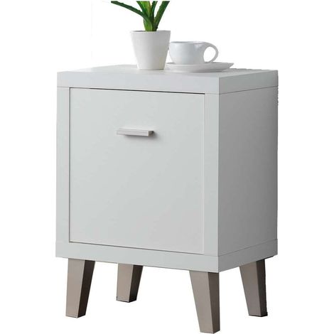 Mesita Auxiliar Venecia 1 puerta en acabado color blanco 57cm(alto) 43cm(ancho) 29cm(largo) (1/2)