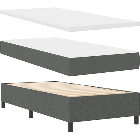 Box Spring Bed Dark grey 90 x 190 cm Fabric & Engineered wood vidaXL (1/5)