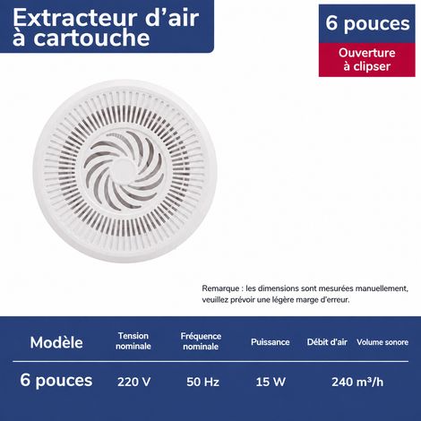 Extracteur d'air mural 6 pouces 150 mm ABS ultra silencieux Modèle E avec prise et câble 15 cm 6 150 15 cm 30 × 30 × 16 cm 2 kg – Livraison gratuite